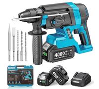 SEESII 2.8J Martello Perforatore a Batteria, 4-In-1 Trapano Tassellatore con 2 Batterie 4.0Ah (Compatibile con le batterie Makita da 18 V), per Cemento e Ristrutturazione, con Punte, Scalpelli