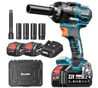 Seesii Avvitatore a Impulsi, 900 Ft-lbs (1200 N.m) 2900 IPM, Avvitatore a Impulsi a Batteria da 1/2" con batteria 21V 2x 4000mAh Batteries, 5 boccole e valigetta per auto, camion e uso domestico
