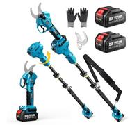 SEESII Forbice Elettrica con Asta Telescopica, 2-in-1 Forbici Potatura a Batteria Estensibili, Altezza di Lavoro Fino a 4,5 m, Taglio da 40 mm, 2× Batterie 4,0Ah, Lama SK5, per Giardino/Alberi/Fiori