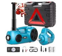 SEESII Kit di Cric Elettrico per Auto 5 Tonnellate (Alzata 17,7 Pollici) - Cric Idraulico 3in1 con Chiave Dinamometrica e Gonfiatore - Cric da Pavimento per SUV/Pickup/Camion/Berline