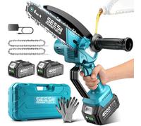 Seesii Mini motosega senza fili da 15,2 cm con 2 batterie da 4000 mAh, seghe elettriche per rami di albero, piccole motoseghe portatili a batteria per tagliare gli arti, regalo per uomo