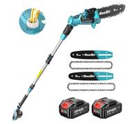 SEESII Motosega a Batteria 8 & 10 Pollici, Telescopica Motosega con 2*4000 mAh Batteria, Altezza Lavoro Fino a 4,57 m, Potatore Telescopico con Oliatore Automatico, Ideale per Giardino e Taglio Rami