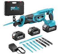 SEESII Sega a Gattuccio, Seghetto A Batteria 21 V, motore brushless 3000 RPM, 2 batterie da 4,0Ah e 8 lame Per legno, metallo, PVC, Sega alternativa per cantiere e giardino