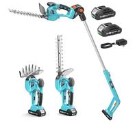 SEESII Tagliasiepi a Batteria Telescopico: 4 in 1 Tagliasiepi Elettrico con 2 * 2,0Ah Batteries, Lunghezza Lama 200mm e 160mm, Motore Brushless, Tagliasiepi Senza Fili per Tagliare Siepi e Erba