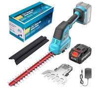 SEESII Tagliasiepi Elettrico, 2 in 1 Tagliasiepi a batteria, incl.1x4000mAh Batteria e Caricabatterie, Lunghezza Lama 30cm & 15cm, Per Tagliare Siepi e Prati