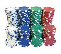 SEETOOOGAMES 200 pezzi 11,5 g di argilla composita dadi a righe casinò poker chips - 4 colori (rosso, verde, bianco e blu)