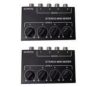 Sefdrert 2X Mini Stereo 4 Canali Mixer Passivo Mixer Piccolo Mixer Stereo Dispenser per Live e Studio