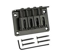 Sefdrert 4-Saitige Verchromte Hardtail-BrüCke für Zigarrenkistengitarren, Elektrische Ukulele und Mehr, Schwarz