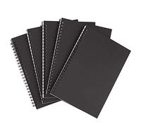 Sefdrert 5PZ A5 Quaderno un Spirale Nero Quaderno per Schizzi Vuoto Quaderno Regole Confezione di Carta Bianca Spessa 50 Fogli 100 Pagine Sfoderate