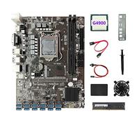 Sefdrert B250C ETH Miner Scheda Madre 12USB+G4900 CPU+DDR4 8GB RAM+128G SSD+Fan+ SATA+ Interruttore+Grasso Termico+Deflettore