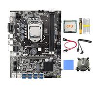 Sefdrert B75 8 Scheda BTC Mining Scheda Madre Set+CPU+Fan+Pad Termico+Cacciavite+2X SATA 8X USB3.0 (PCIE) LGA1155 DDR3 MSATA