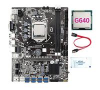 Sefdrert B75 8 schede BTC Mining Hauptplatine + G640 CPU + WäRmeleitpaste + Kabel 8XUSB3.0 (PCIE 1X) GPU Steckplatz LGA1155 DDR3 RAM MSATA