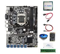 Sefdrert B75 BTC Mining Scheda Madre 12USB+I7 2600S CPU+DDR3 4GB 1600MHz RAM+SSD 128G+LüFter+Switch Kabel+ Kabel+Grasso Termico