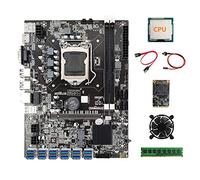 Sefdrert B75 BTC Mining Scheda Madre 12XUSB+CPU+DDR3 4GB 1600MHz RAM+SSD 128G+LüFter+ Kabel+Switch Kabel LGA1155 Scheda Madre