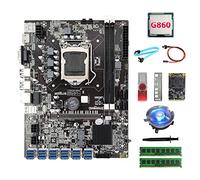 Sefdrert B75 ETH Miner Scheda Madre 12USB+G860 CPU+2XDDR4 4G RAM+128G SSD+64G USB Treiber+LüFter+SATA +Switch per BTC