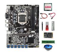 Sefdrert B75 ETH Miner Scheda Madre 12USB+G860 CPU+DDR4 4G RAM+128G SSD+64G USB Treiber+LüFter+ Kabel+Switch Kabel+Grasso Termico
