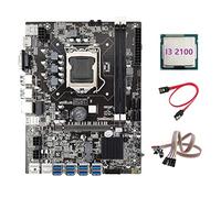 Sefdrert B75 ETH Mining Scheda Madre 8XPCIE a USB+I3 2100 CPU+Doppio Interruttore con Luce+ SATA Scheda Madre Minatore LGA1155