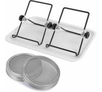 Sefdrert Kit per La Germinazione In Rete di Acciaio Inossidabile per Barattoli di Vetro A Bocca Larga per La Coltivazione di Germogli di Broccoli, Germogli di Soia, Girasoli, Ecc.