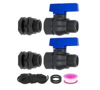 Sefdrert Kit Rubinetto per Barile per 2 Pezzi 3/4 Pollici GHT Valvola di Intercettazione per Tubo da Giardino con Raccordo Paratia Valvola A Sfera Filettata per Tubo da Giardino