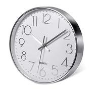Sefdrert Premium Silberne Uhr ein der Wand, Dekoration ein der Wand, Moderne Leise Uhr ein der Wand für Zuhause, BüRo, KüChe (25 Cm, Silber)
