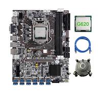 Sefdrert Scheda madre B75 12 Karten BTC Mining + CPU G620 + LüFter + RJ45 Netzwerkkabel 12XUSB3.0 (PCIE) Steckplatz LGA1155 DDR3 RAM MSATA