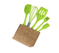 Sefdrert Set di 5 spatole in silicone, set di pennelli per olio, miscelatore, crema, utensili da cucina in silicone, verde