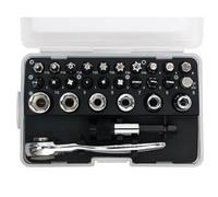 Sefdrert Set di Chiavi A Cricchetto Mini 28 In 1 con Cacciavite A 72 Denti con Angolo Retto Offset da 1/4 di Pollice, Punta Torx Magnetica