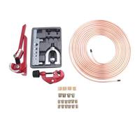 Sefdrert Tubo Freno 1/4 - Kit Tubo Freno 25 Piedi. con 16 Raccordi Svasati Invertiti e 4 Raccordi+Kit di Strumenti per Svasatura Doppia e Singola Installazione Semplice