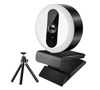 Sefdrert Webcam 2K con luce ad di contatto, microfono con riduzione del rumore treppiede Plug and Play USB fotocamera per computer