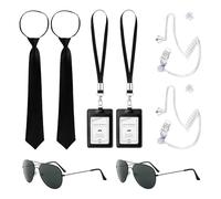 SEFIRST 10 Pezzi Agente Costume Accessori, Servizio Segreto Costume Set Spy Costume Accessori, Men in Black Costume, Costume da Spia, Fbi Costume per Uomini Donne Bambini per Carnevale Cosplay Feste