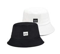 SEFIRST 2 Pezzi Cappello Pescatore Pieghevole, Cappello Donna Estivo, Donna Uomo Bucket Hat Cotone, Protezione del Sole Cappelli per Spiaggia all'Aperto per Spiaggia, Piscina, Viaggi (Nero, Bianco)