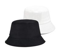 SEFIRST 2 Pezzi Cappello Pescatore Pieghevole, Cappello Donna Estivo, Donna Uomo Bucket Hat Cotone, Protezione del Sole Cappelli per Spiaggia all'Aperto per Spiaggia, Piscina, Viaggi (Nero,Bianco)