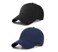 SEFIRST 2 Pezzi Cappello Uomo, Cappellino con Visiera Uomo, Cappellino da Baseball Unisex, Cappello Donna Estivo per Berretto da Tennis da Golf Sportive, cap Cotone Regolabile - Adulto (Nero, Blu)