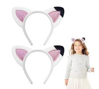SEFIRST 2 Pezzi Fascia per Orecchie di Gatto per Bambini, Graziose Fasce per Capelli di Gatto, Fascia per Capelli con Orecchie, Accessori per Capelli Glitter per Carnevale, Festa a Tema, In Maschera