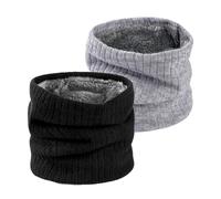 SEFIRST 2 pezzi girocollo per donna e uomo, in pile per collo, maschera per passamontagna invernale, sciarpa antivento e spessa, per moto, sci, camminata, corsa, viaggi, colore: nero e grigio,