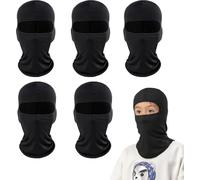 SEFIRST 5 Pezzi Passamontagna per Bambini, Invernale Termico con Balaclava Sottocasco Caldo, Sciarpa Estiva per Bici Sci, Maschera da Sci per Ragazzi Ragazze, Antivento, Protettore UV (Nero)