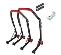 Sefis Moto D18 Set di Supporti per Moto, Supporto per Ruota Anteriore e Posteriore, Supporto per Moto da Servizio, Supporto per Montaggio Moto, Rosso, Dorn/Racing (Gancio)