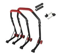 Sefis moto D18 Set di supporti per moto, supporto per ruota anteriore e posteriore, supporto per motocicletta, supporto per montaggio anteriore e posteriore (Rosso, Dorn/Standard)