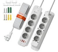 Sefitopher Ciabatta elettrica (12 in 1) 8 prese con 4 USB PD 20 W, presa da incasso con interruttore, cavo da 2 metri per telefono ed elettrodomestici per uffici, scrivania o camera da letto, 4000 W