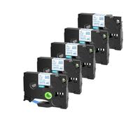 SEFNPOME 10pk etichetta di abbigliamento da ferro compatibile in ferro per tze-fa231 1/2 "nero su tessuto bianco 0,47" per PTD200 PTD210 PTD400(5PK Blue on White)