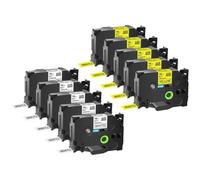 SEFNPOME 18 mm 5pk Nero su Bianco e 5pk Nero su Nastro di Etichetta Gialla Compatibile con tze 241 TZ 641 per 530 330 stampanti 'Etichetta