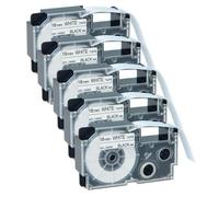 SEFNPOME 18mm x 8m 5pk Etichette Standard compatibili con AR-18we Nero su Bianco per KL-C500 KL-100 KL-120 KL-750 KL-7000 Etichette