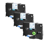 SEFNPOME 3pk 12mm Nero su Nastro in Tessuto Bianco Compatibile con TZE FA231 FA3 FA3R per PT-H110 E550W Maker Etichetta(3PK Blue on White)