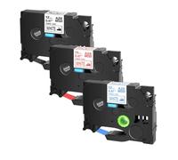 SEFNPOME 3pk 12mm Nero su Nastro in Tessuto Bianco Compatibile con TZE FA231 FA3 FA3R per PT-H110 E550W Maker Etichetta