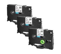 SEFNPOME 3pk 12mm Nero su Nastro in Tessuto Bianco Compatibile con TZE FA231 FA3 FA3R per PT-H110 E550W Maker Etichetta(3PK Black on White)