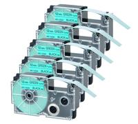 SEFNPOME 5pk 12mm x 8m Etichette Standard compatibili con AR-12gn Black su Verde per KL-60 KL-120 KL-HD1 KL-P350W KL-430 Etichetta