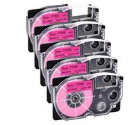 SEFNPOME 5pk Nero su Fluro Rosa 9mm x 8m Nastri Fluorescenti compatibili per Varie stampanti per Etichette tra Cui KL-60 KL-60SR KL-C500 KL-P350W
