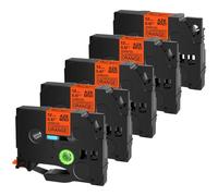 SEFNPOME Nastro di Etichetta Laminata Fluorescente da 6-24 mm Compatibile con TZE B31 C31 D31 per PT-D600 400AD 450 P900W Etichetta Stampante 5/10PK(5PK Fluo Orange)
