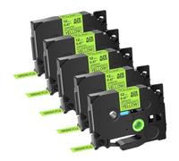 SEFNPOME Nastro di Etichetta Laminata Fluorescente da 6-24 mm Compatibile con TZE B31 C31 D31 per PT-D600 400AD 450 P900W Etichetta Stampante 5/10PK(5PK Fluo Yellow)