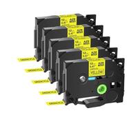SEFNPOME Nastro Etichetta da 5pk da 5pk Compatibile per TZ TZE-231 131 631 6 9 12mm Laminato Etichetta Laminato Cassetta per Etichetta(5PK-Black on Yellow)
